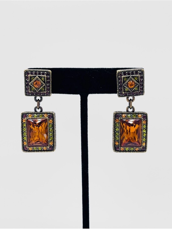 Heidi Daus Jewelry - Heidi Daus Amber Swarovski Crystal Drop Earrings with Green Accent